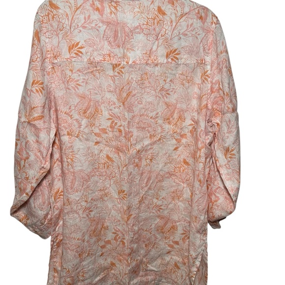 Sigrid‎ Olsen 100% Linen Floral Print Long Sleeve Tunic Button Front Top Size 1X - Picture 2 of 5